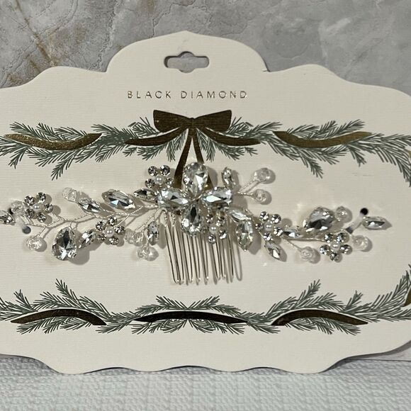 Elegant Bridal Wedding Hair Comb Silver Tone Rhinestone Embellished Floral BLING - Picture 6 of 14